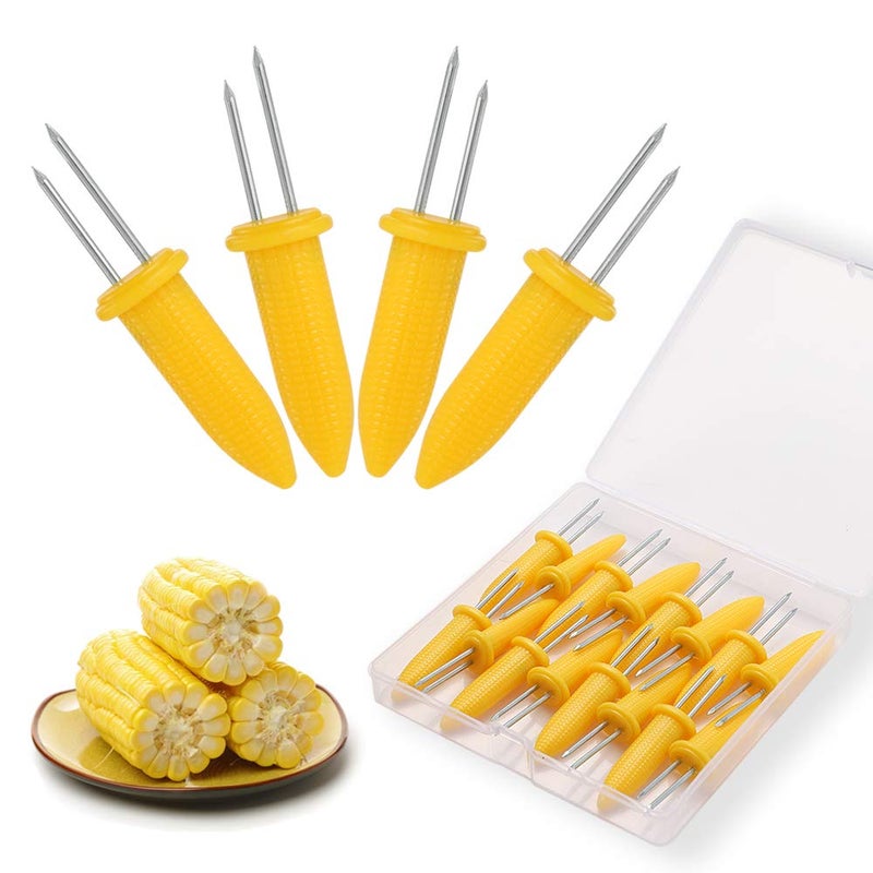 DySaLic Corn Holders Set, 20PCS Stainless Steel Corn Cob Holders, Corn on The Cob Skewers for BBQ, Durable Anti-Scald Corn on the Cob holders with Storage Box for Home Cooking Forks - Image 1